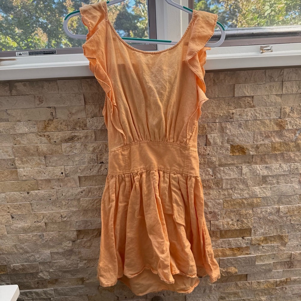Free People Orange Ruffle Dress